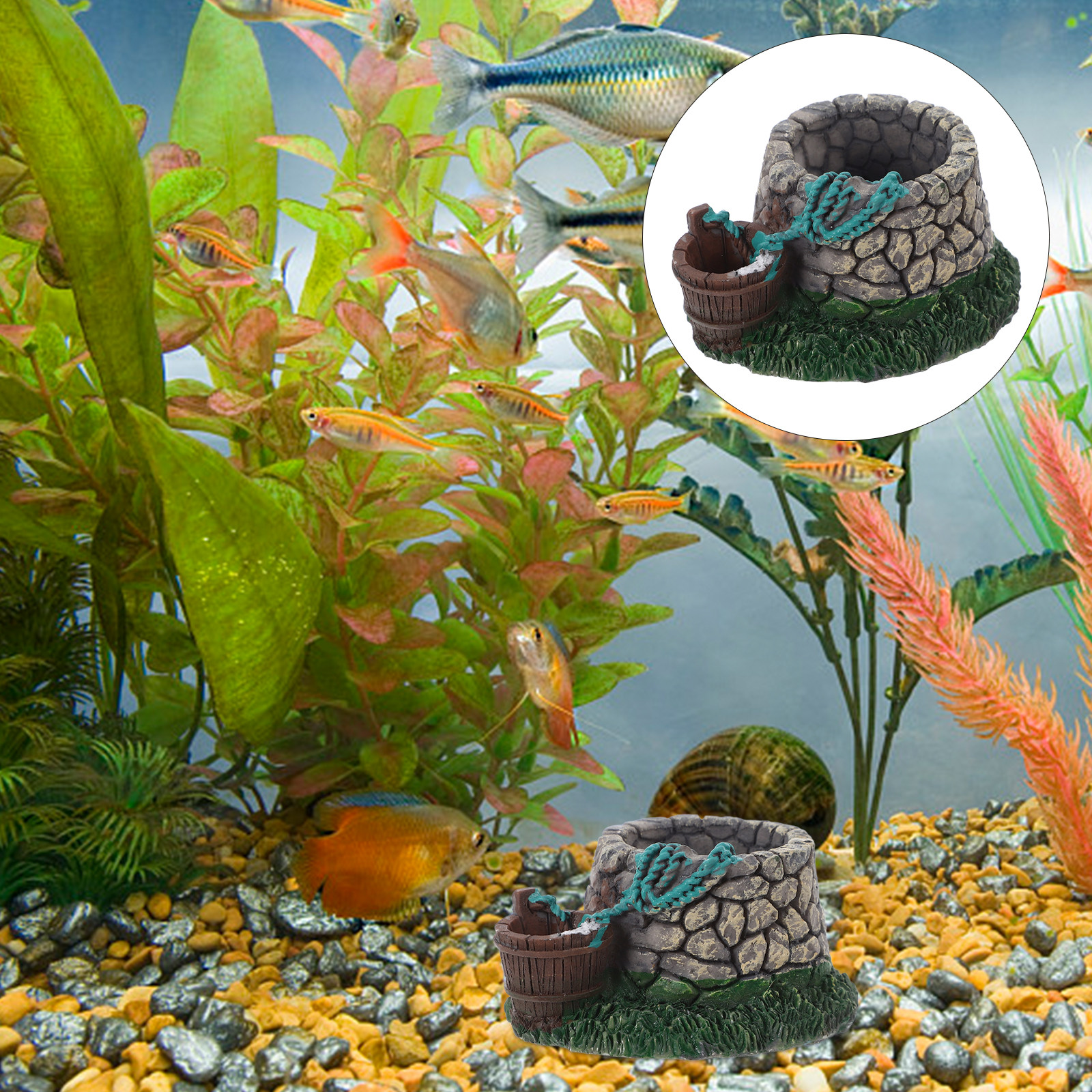 Aquarium Fish Unique - Mini Ancient Well and Bridge Aquarium