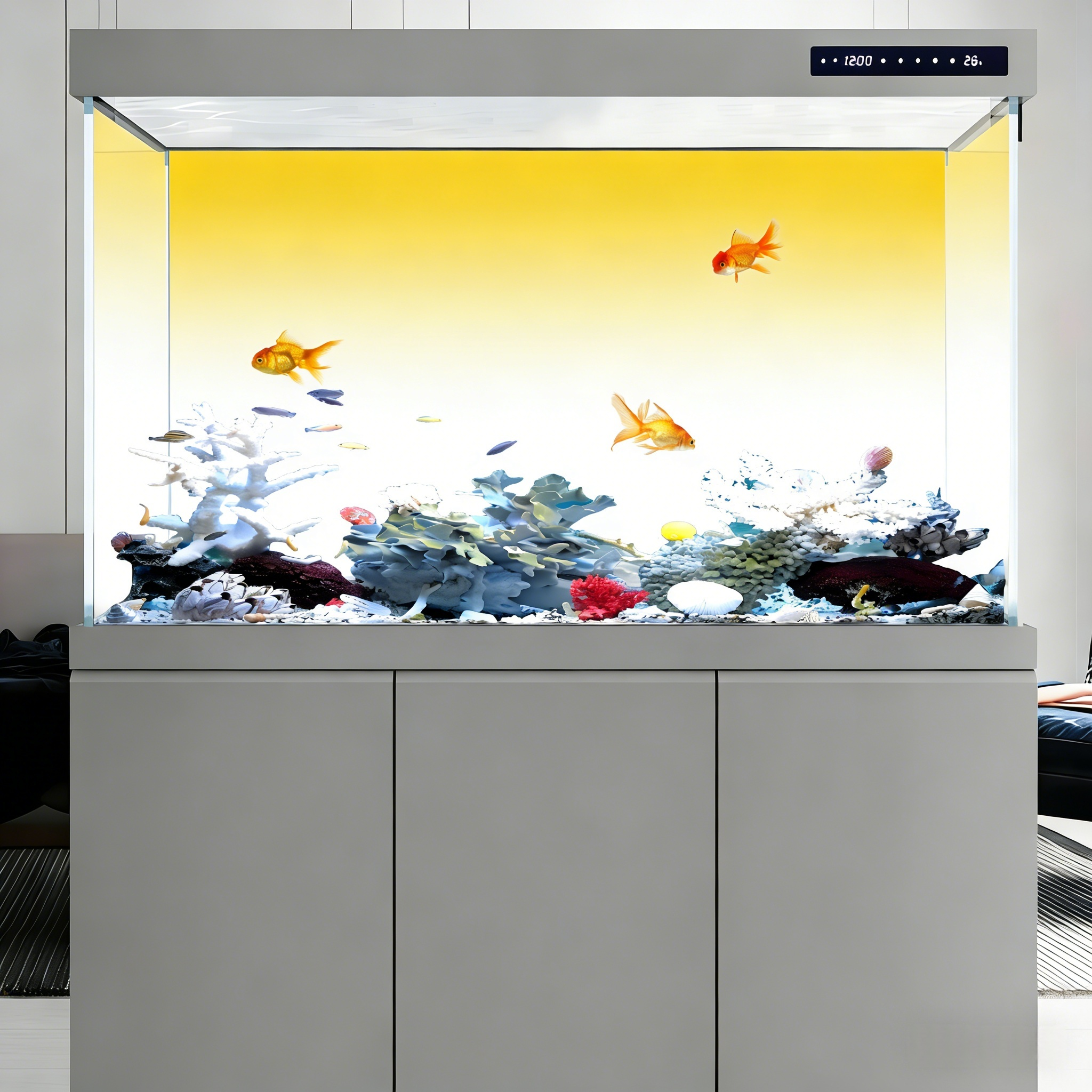 Yellow and White Gradient, Fis - Aquarium Fish Yellow review and price