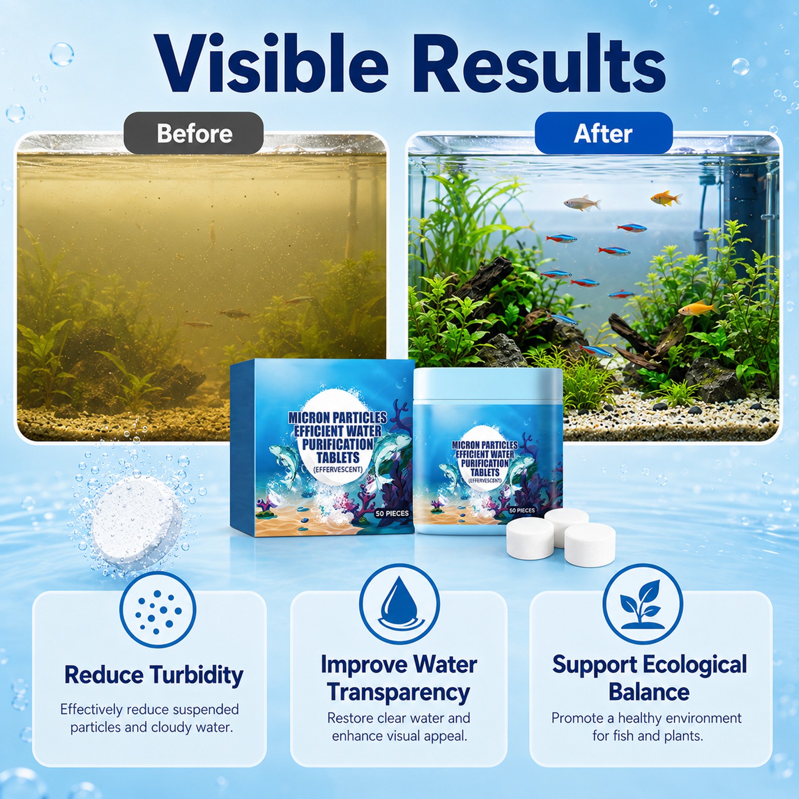 Aquarium Water Purifier Tablet - Aquarium Fish Yellow review and price
