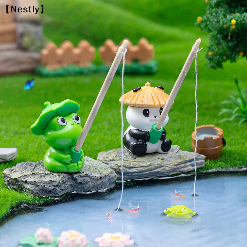 Fishing Frog Panda Figurines O - Aquarium Fish Cartoon review and price