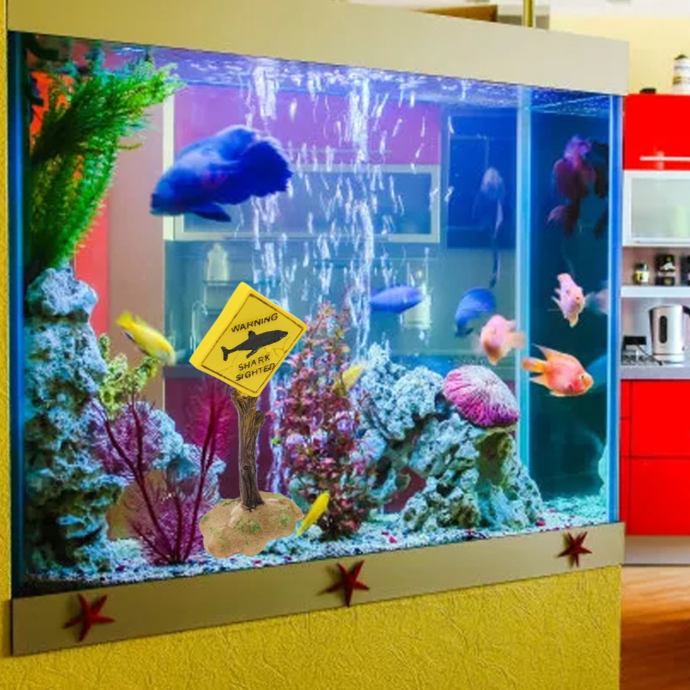 Resin Shark Warning Board Orna - Aquarium Fish Yellow review and price